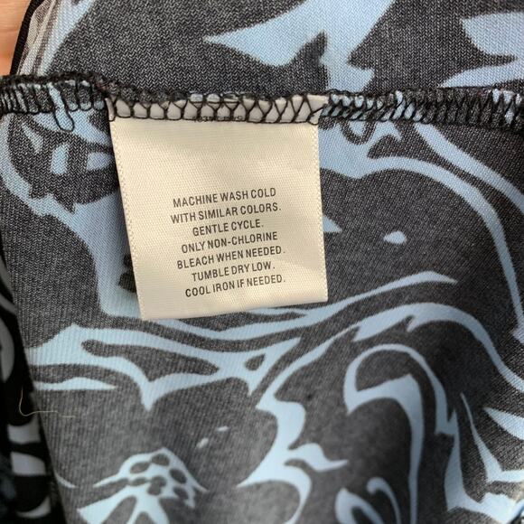 Covington Womens Plus 16-18W 2X Blue Black Flowy 3/4 Sleeve Scoop Tunic Blouse - Picture 7 of 10